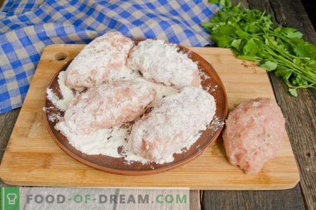 Кокошки од кокошки од Киев направени од мелено месо - лесна опција за готвење