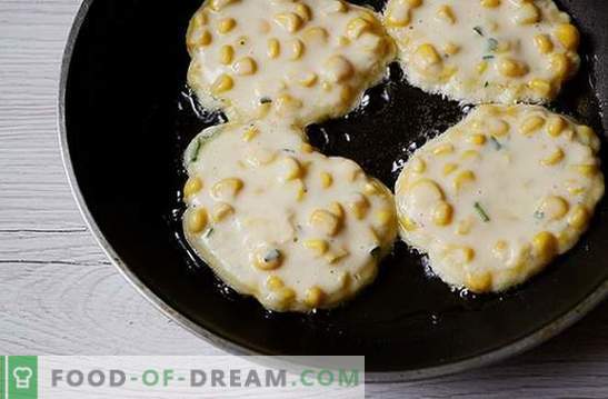 Frittelle con mais: usare il mais in scatola dalle lattine! Ricetta fotografica dell'autore per i pancake con mais su kefir