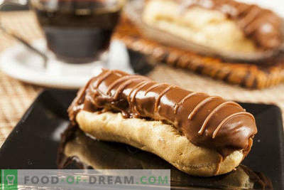 Choux pastry for eclairs, recipes on milk, margarine, vegetable oil