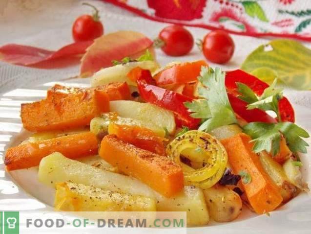 Patate al forno con zucca e verdure