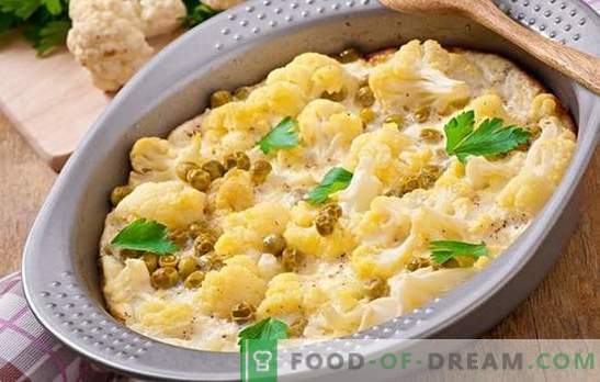 Cavolfiore con uova e formaggio al forno: in panna acida, con funghi, pomodoro. Le migliori opzioni per cavolfiore con uova e formaggio nel forno