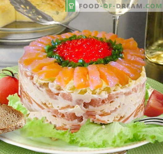 Insalata di zar con salmone - le ricette giuste. Cucina veloce e gustosa Insalata reale con salmone.