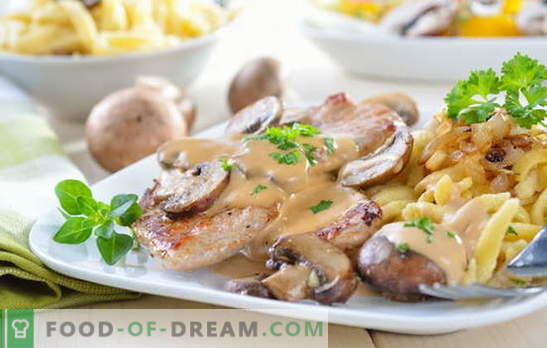 Carne di maiale con patate e funghi: fritti, al forno, in umido. Interessanti variazioni di cottura di patate con maiale e funghi