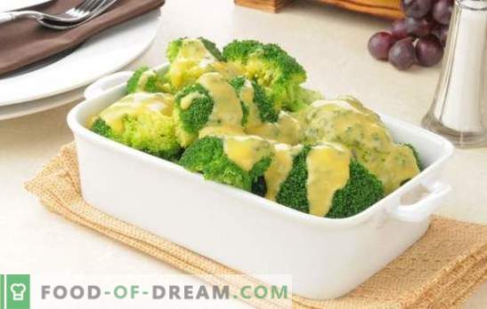 Broccoli in salsa cremosa con noce moscata, formaggio, funghi. Ricette di broccoli bolliti e cotti in salsa di panna