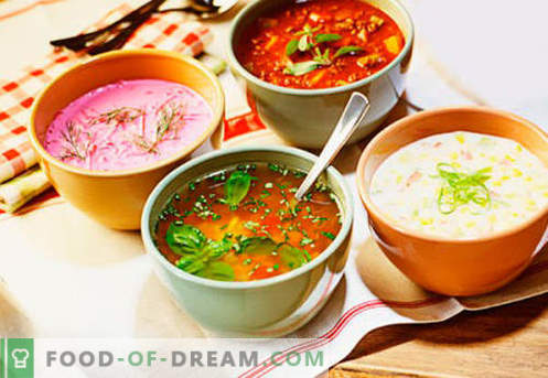 Zuppe fredde - ricette collaudate. Come cucinare deliziose zuppe fredde con salsiccia o aringa