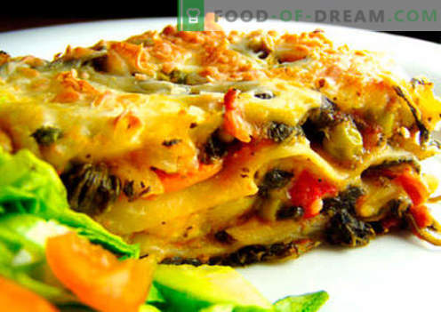 Lasagna con funghi - le ricette giuste. Come preparare velocemente e gustose le lasagne con i funghi.