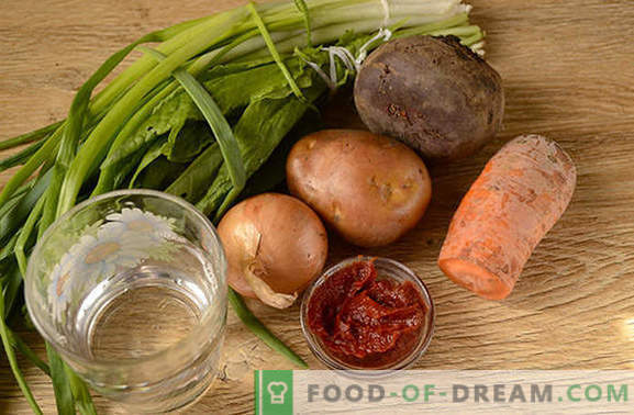 Borsch verde con passata di pomodoro e barbabietole: una ricetta dell'autore passo dopo passo con una foto. Come cucinare la zuppa più deliziosa di acetosa e barbabietole con concentrato di pomodoro - condividi i segreti
