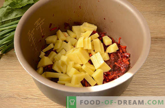 Borsch verde con passata di pomodoro e barbabietole: una ricetta dell'autore passo dopo passo con una foto. Come cucinare la zuppa più deliziosa di acetosa e barbabietole con concentrato di pomodoro - condividi i segreti