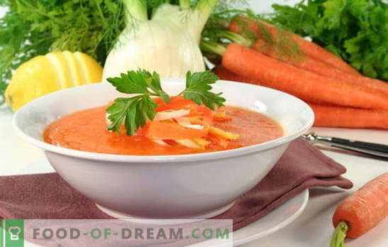 Zuppa di carote - un piatto solare sul tuo tavolo. Come cucinare una deliziosa zuppa di carote: ricette di piatti dolci o salati