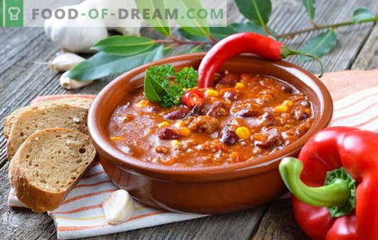 Zuppa messicana - la cena sarà originale! Ricette di diverse zuppe messicane: con mais, fagioli, carne macinata, pollo, riso