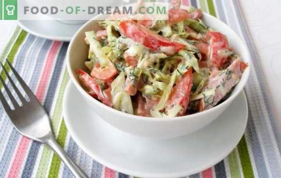 Insalata con cetriolo e salsiccia - cotta con gusto! Ricette per insalate con cetrioli e salsiccia: nutriente, leggera, friabile, dietetica