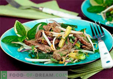 Salada de coração de carne - as melhores receitas. Como corretamente e saboroso cozinhar saladas de coração de carne.