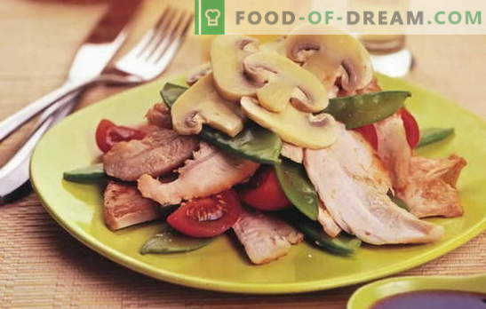 Insalata con pollo in salamoia - ancora più sapore e sapore! Le migliori ricette per insalate con pollo in salamoia: semplice e puff