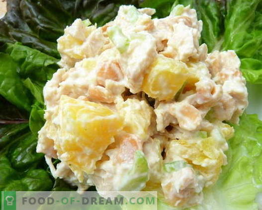 Le insalate di pollo, ananas e funghi sono le migliori ricette. Come preparare correttamente e deliziosamente un'insalata con pollo, ananas e funghi