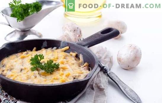 Julienne con funghi e patate è un piatto squisito secondo semplici ricette. Cucina deliziosa julienne con funghi e patate