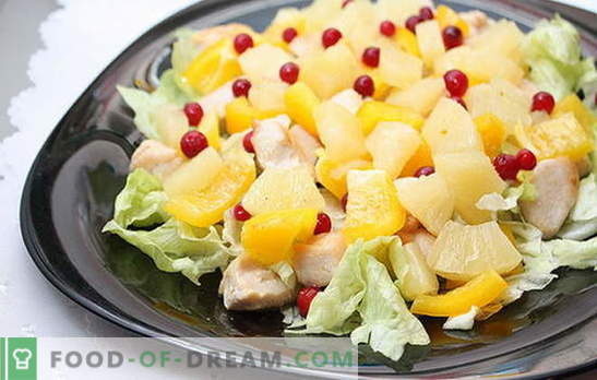 Un capolavoro esotico - un'insalata con filetto di pollo e ananas. Ricette per diverse insalate con filetto di pollo e ananas - Fantasia!
