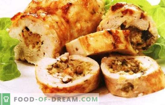 involtini di pollo con funghi e formaggio - dovresti provare. Vuoi sorprendere - cuocere involtini di pollo con funghi e formaggio