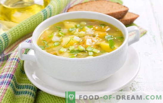 Cucinare la zuppa di piselli senza carne: mangiare senza calorie extra. Minestre di funghi, cavoli e cremose senza carne