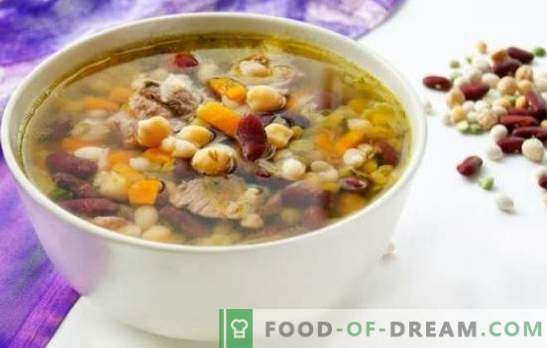 Le zuppe di fagioli più deliziose - in brodo vegetale e di carne. Decorazione per la tavola e cibo per bambini preferito - zuppa di fagioli