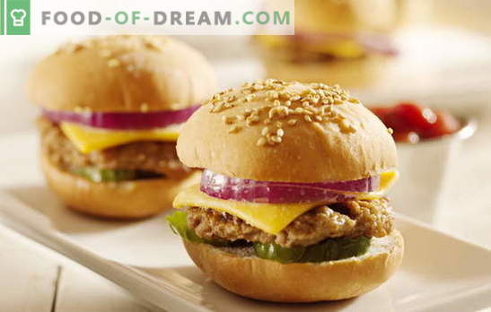 Hamburger a casa: ricette per ciambelle e condimenti. Preparare gli hamburger a casa: con pesce, carne, funghi