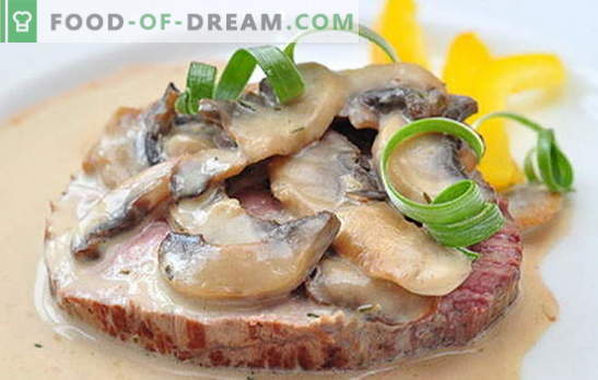 Carne con funghi in un fornello lento: con birra, patate, prugne, panna acida. Le migliori ricette per la carne con i funghi in una pentola a cottura lenta