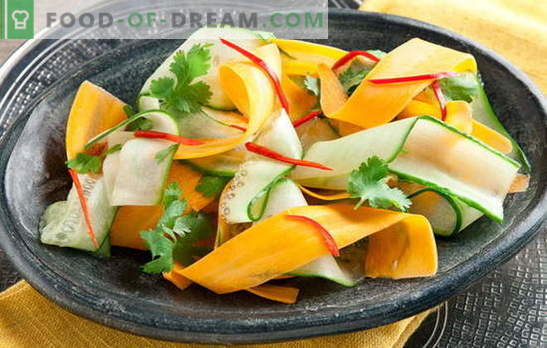 Insalata con cetrioli e carote - freschezza in ogni cucchiaio. Le migliori ricette per insalate con cetriolo e carote: semplice, dietetico
