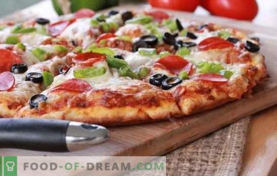 Una veloce ricetta per la pizza al forno: una cena veloce. Varianti di pizza veloce al forno con diversi ripieni: su pane pita o su baguette