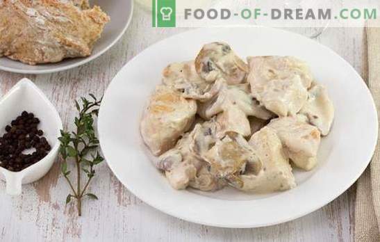 Chicken beef stroganoff - a dish for every taste and budget. Chicken beef stroganoff with sour cream, onion, mushrooms, tomatoes
