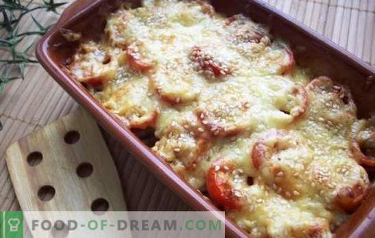 Delicato piatto - zucchine con formaggio in forno. Zucchine con formaggio al forno, con pomodori, funghi o pepe!
