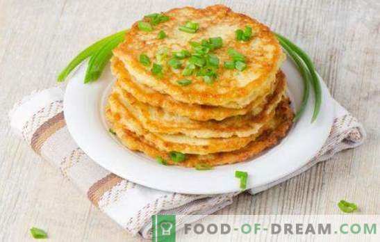 Pancakes con cipolle verdi - profumo meraviglioso! Frittelle con cipolle verdi su kefir, zucchine, fegato, formaggio e carne macinata