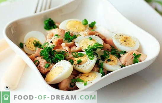 L'insalata di fegato di merluzzo con uovo è uno spuntino veloce, gustoso e sano. Le 10 migliori ricette per insalata di fegato di merluzzo con uova