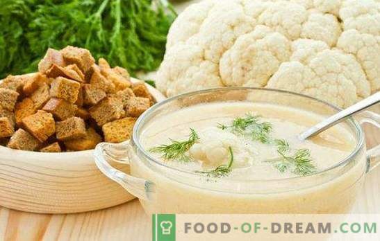 Zuppa di purea di cavolfiore: dietetica e tenera. Le migliori ricette per zuppa di purea di cavolfiore con formaggio, carne, pesce
