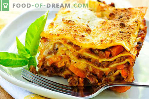 Lasagna con carne macinata - le ricette giuste. Come preparare velocemente e gustose le lasagne con carne macinata.