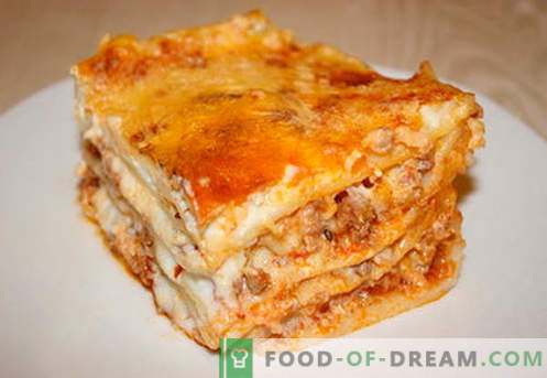 Lasagna con carne macinata - le ricette giuste. Come preparare velocemente e gustose le lasagne con carne macinata.